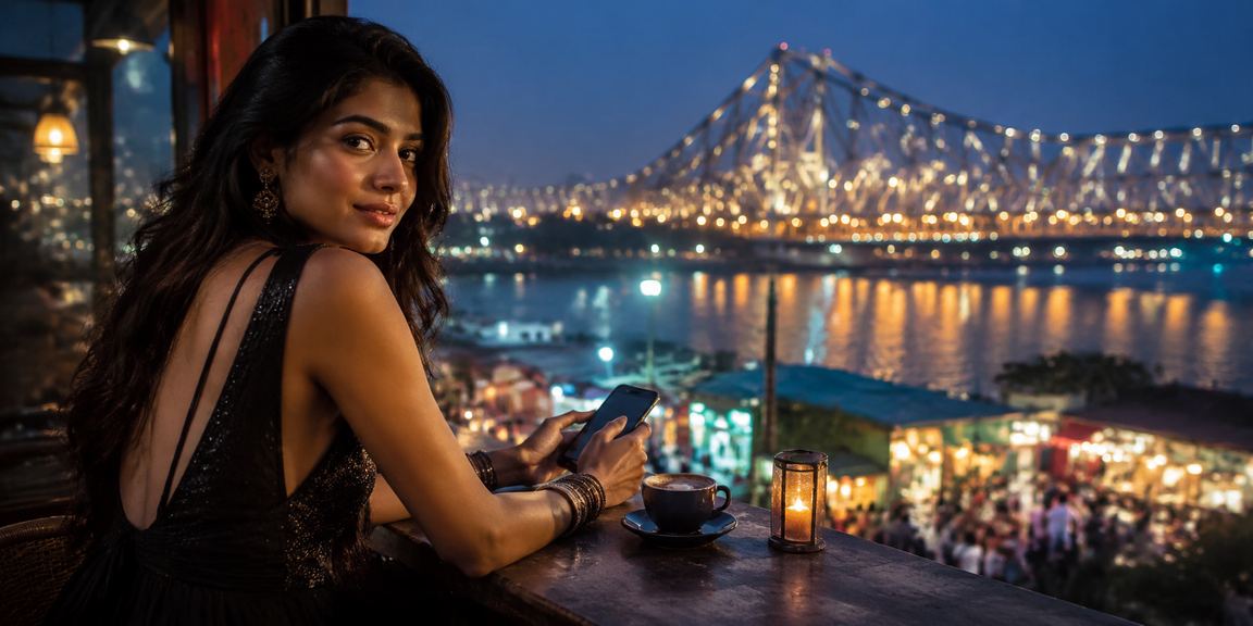 Andar Bahar players in lively Kolkata night market setting